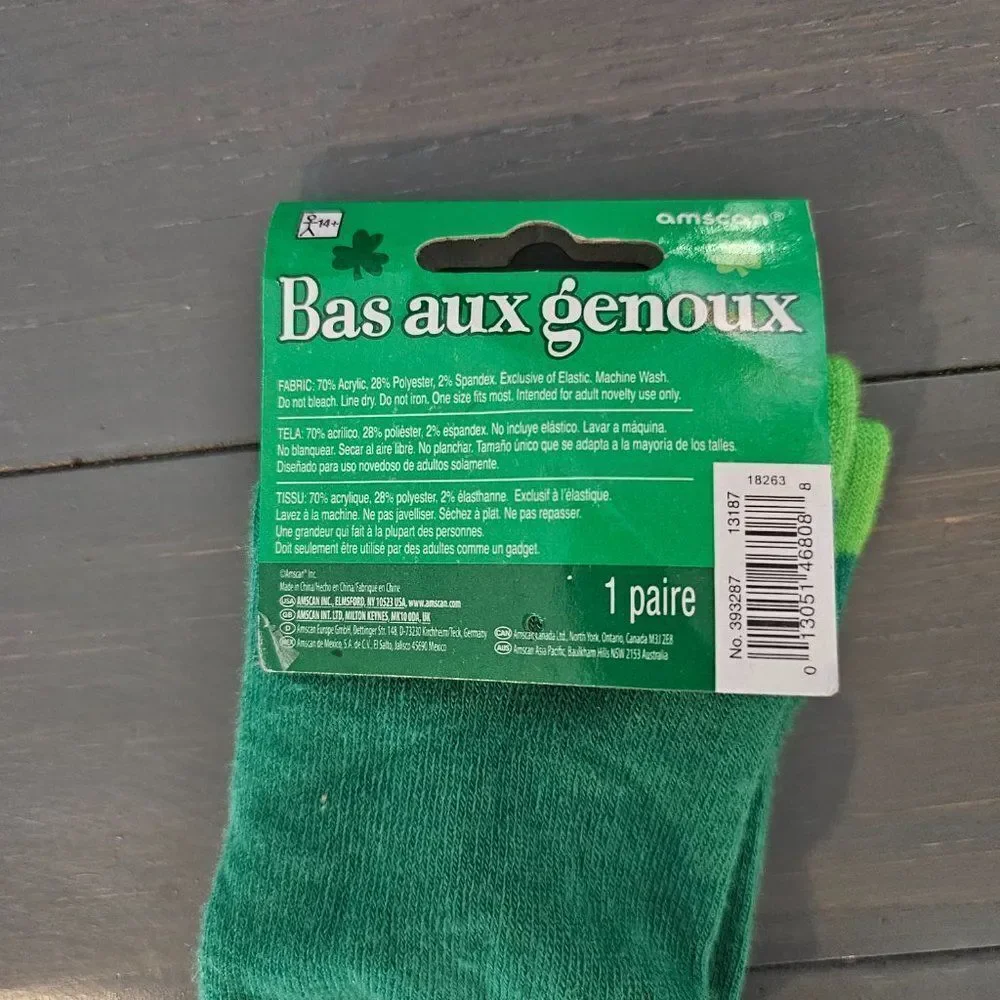 Amscan Leprechaun St Patrick's Day Green Irish Belts Knee High Socks One Size